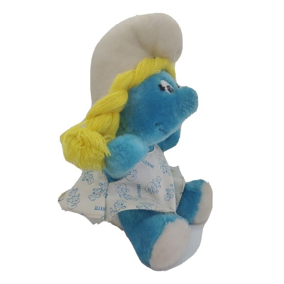 Vintage Smurfette Plush Smurf Character From 1981 10" Sitting Korea Peyo Wallace - Picture 2 of 12